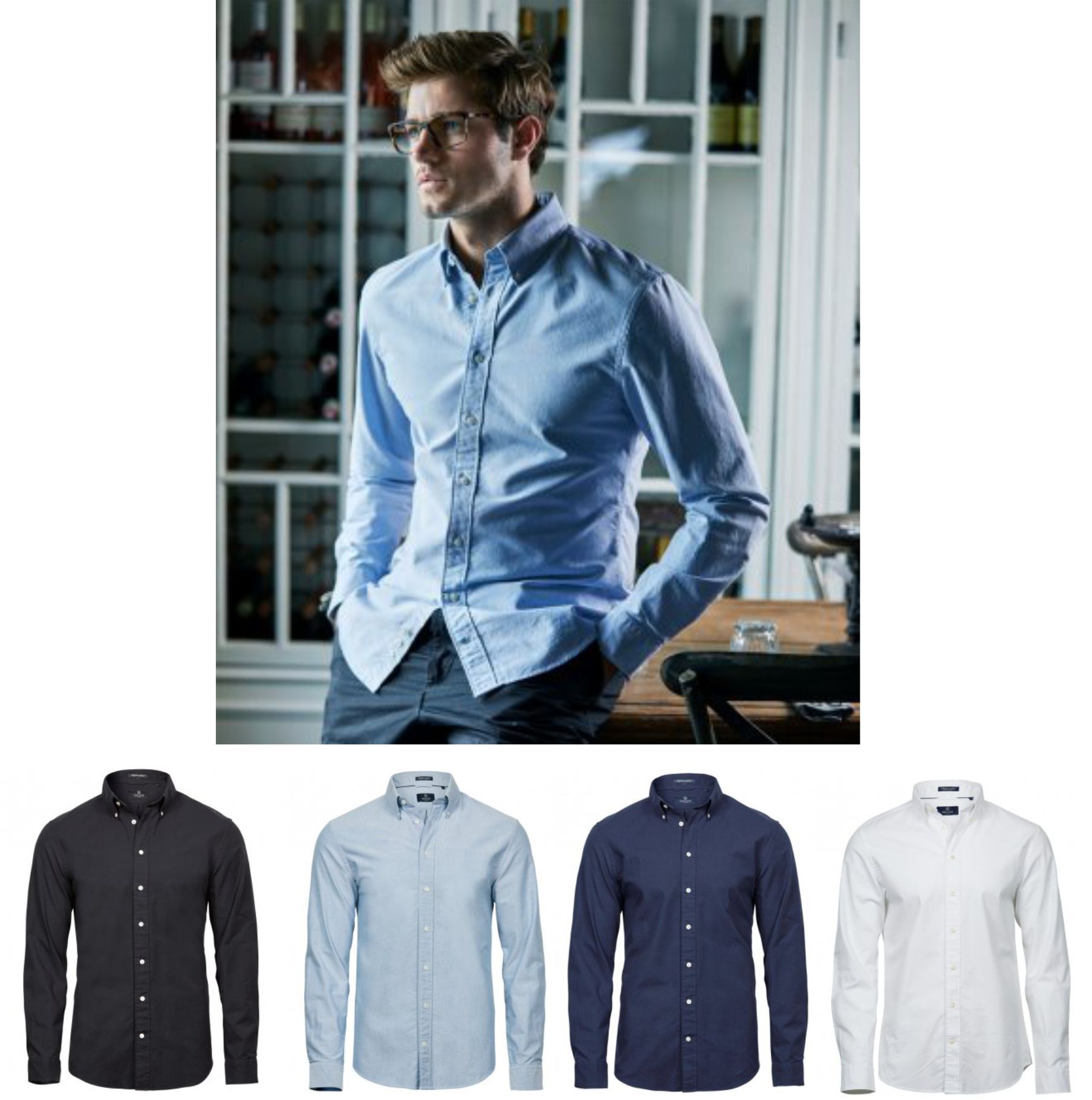 Tee Jays T4000 Perfect Long Sleeve Oxford Shirt - Click Image to Close
